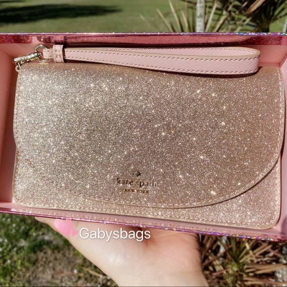 kate spade Handbags - NWT Kate Spade Glitter Wristlet RoseGold